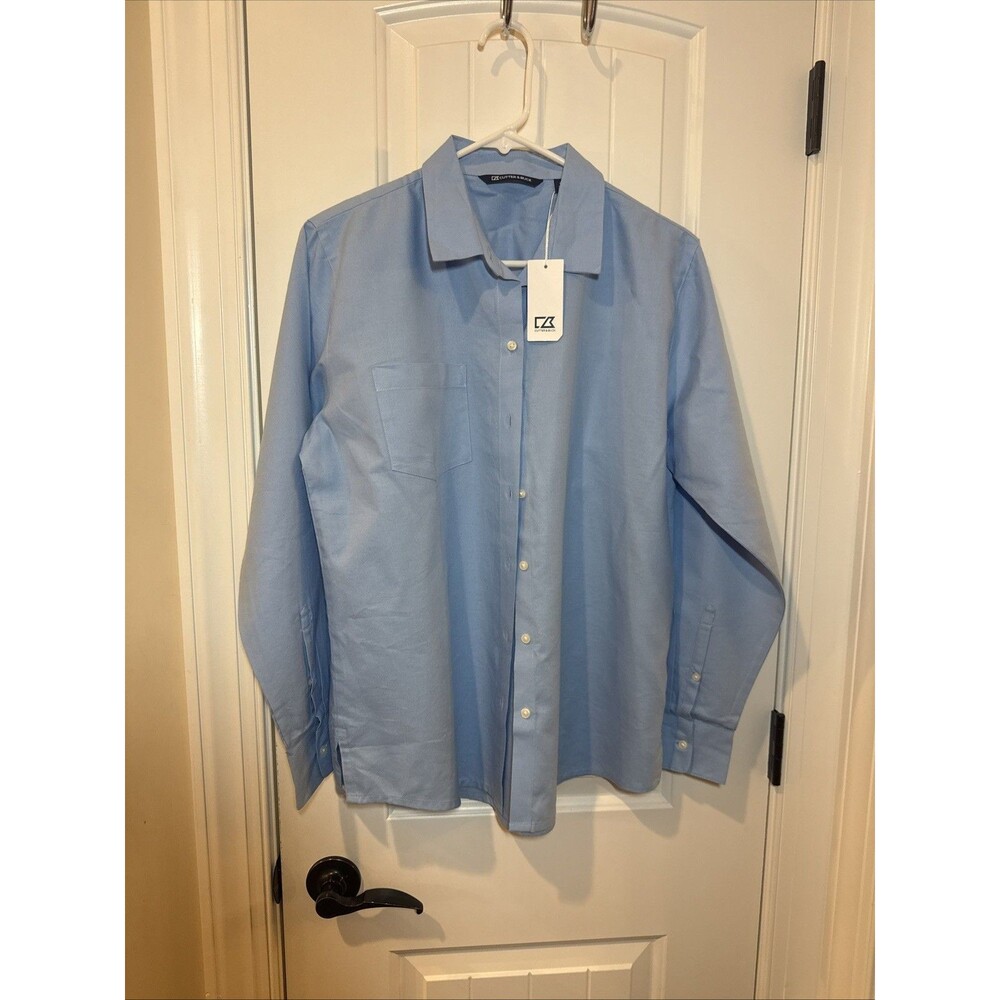 NWOT Men’s Medium Cutter & Buck LS Button Down Chambray Cotton Shirt